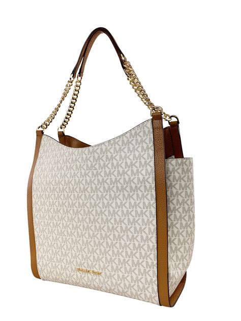 Michael Kors Newbury MK Signature Vanilla Chain Shoulder Tote 